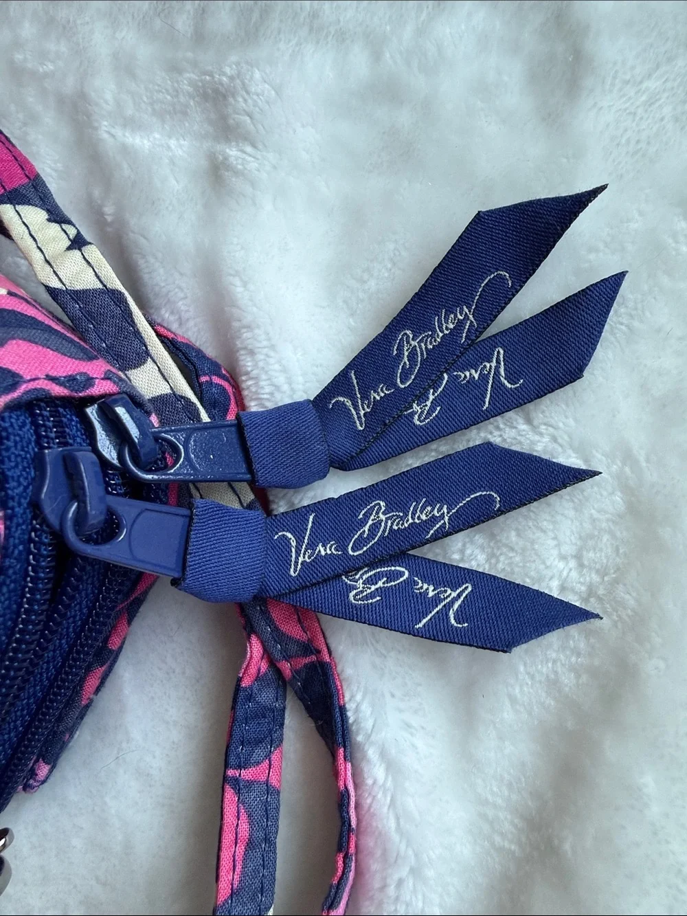 Vera Bradley Pink Navy Quilted Floral Crossbody Wallet